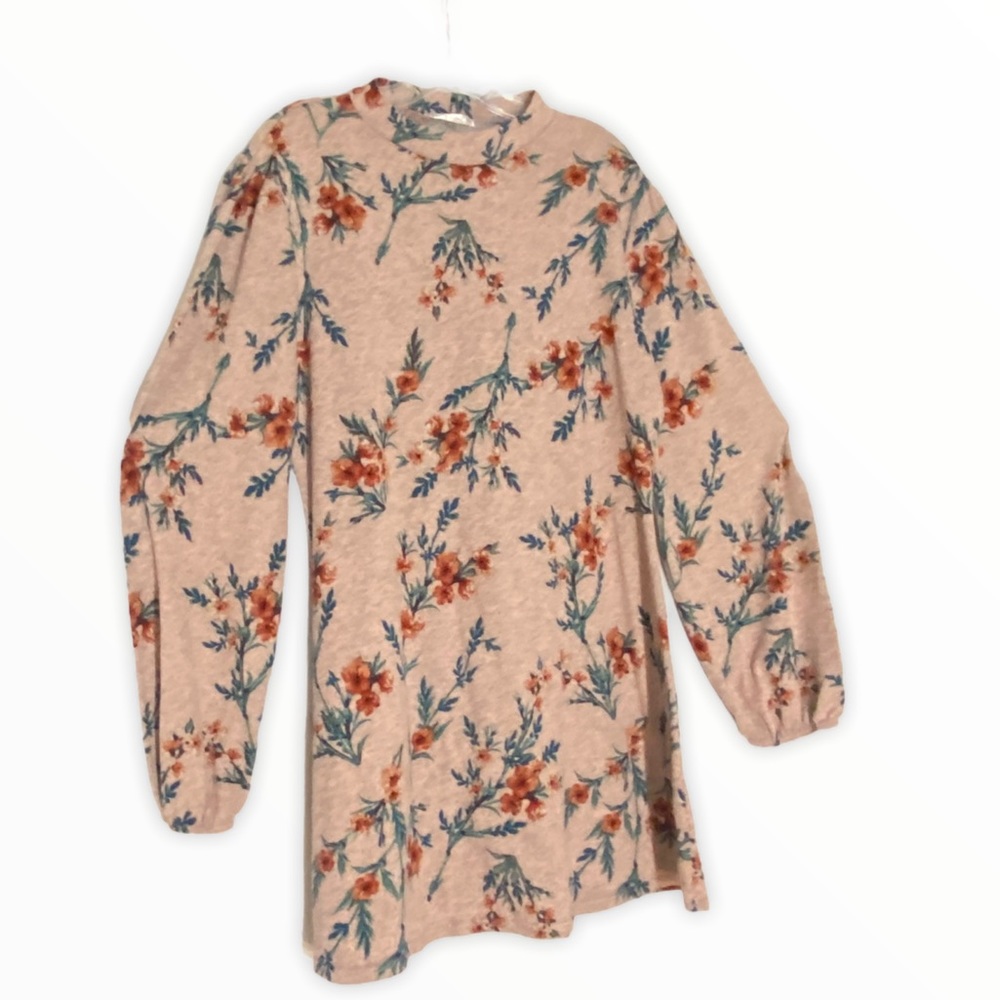 KTK Floral Floral Long Sleeve Sweater Tunic Sz 3XL